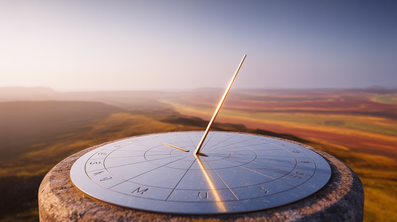 Late-afternoon sun arc over horizon